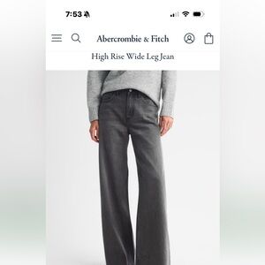 Abercrombie & Fitch Wide-Leg High-Rise Jeans - Charcoal